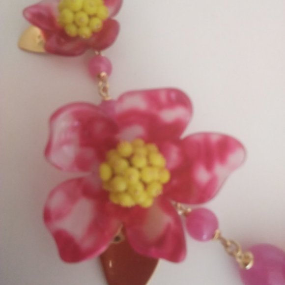 Kate Spade New Hot Pink Flower Mismatch Necklace - Picture 2 of 4